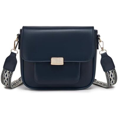 Miss Lulu Bolso bandolera para mujer de piel sintética vintage, bolso de hombro cuadrado con correa de tejido jacquard étnico, bolso pequeño para ir al trabajo, citas y viajes cortos Miss Lulu Bolso bandolera para mujer de piel sintética vintage, bolso de hombro cuadrado con correa de tejido jacquard étnico, bolso pequeño para ir al trabajo, citas y viajes cortos