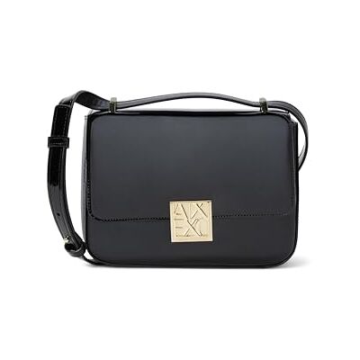 Giorgio Armani Bolso bandolera para mujer Amy, sostenible, con logotipo dorado, color negro Giorgio Armani Bolso bandolera para mujer Amy, sostenible, con logotipo dorado, color negro