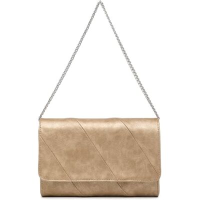 Miss Lulu Bolso Mujer para Fiesta Clutch con Cadena Dorada y Diseño V Ideal para Eventos Sociales, Resistente y Elegante Miss Lulu Bolso Mujer para Fiesta Clutch con Cadena Dorada y Diseño V Ideal para Eventos Sociales, Resistente y Elegante