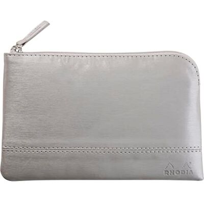 Rhodia rama pochette zippé en simili cuir italien taille S (11x17 cm) ARGENT Rhodia rama pochette zippé en simili cuir italien taille S (11x17 cm) ARGENT