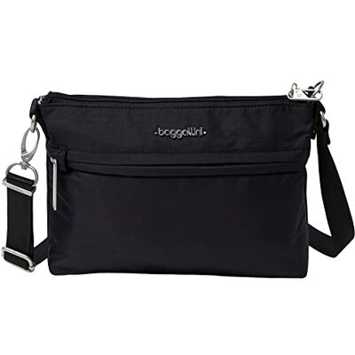 Baggallini Bolso cruzado antirrobo para mujer, talla única, Black, Talla única Baggallini Bolso cruzado antirrobo para mujer, talla única, Black, Talla única