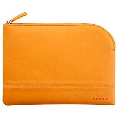 Rhodia rama pochette zippé en simili cuir italien taille M (16x22 cm) ORANGE Rhodia rama pochette zippé en simili cuir italien taille M (16x22 cm) ORANGE