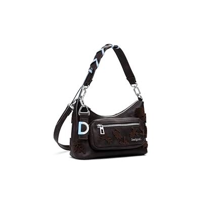 Desigual bolso de hombro bolso bandolera Medellin Stencil Flower Shoulderbag Chocolate marrón oscuro Desigual bolso de hombro bolso bandolera Medellin Stencil Flower Shoulderbag Chocolate marrón oscuro