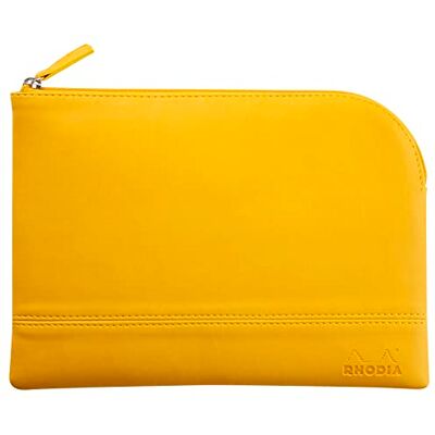 Rhodia rama pochette zippé en simili cuir italien taille M (16x22 cm) JONQUILLE Rhodia rama pochette zippé en simili cuir italien taille M (16x22 cm) JONQUILLE