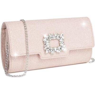 Miss Lulu Bolso de mano de mujer con strass,Clutch fiesta elegante para noche,Bolso fiesta mujer brillante Miss Lulu Bolso de mano de mujer con strass,Clutch fiesta elegante para noche,Bolso fiesta mujer brillante