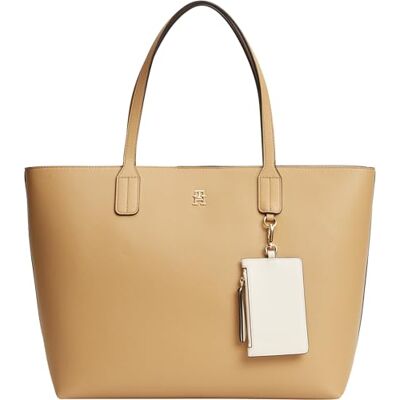 Tommy Hilfiger Th Icon Tote Bolso bandolera para mujer, color caqui Tommy Hilfiger Th Icon Tote Bolso bandolera para mujer, color caqui