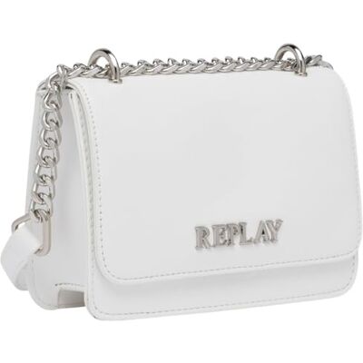 Replay Bolso de mano para mujer de piel sintética, blanco (Optical White 001), talla única Replay Bolso de mano para mujer de piel sintética, blanco (Optical White 001), talla única
