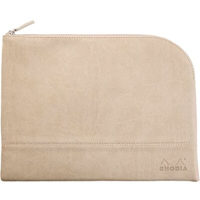 Rhodia rama pochette zippé en simili cuir italien taille L (21x28 cm) BEIGE Rhodia rama pochette zippé en simili cuir italien taille L (21x28 cm) BEIGE