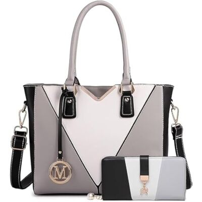 Miss Lulu Bolso Tote Mujer con Bandolera en Piel PU Forma en V,Multicolor para Adolescente,Ideal para Trabajo Universidad o Fiesta Miss Lulu Bolso Tote Mujer con Bandolera en Piel PU Forma en V,Multicolor para Adolescente,Ideal para Trabajo Universidad o Fiesta