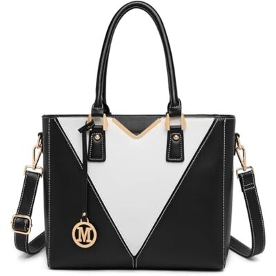 Miss Lulu Bolso Tote Mujer con Bandolera en Piel PU Forma en V,Multicolor para Adolescente,Ideal para Trabajo Universidad o Fiesta Miss Lulu Bolso Tote Mujer con Bandolera en Piel PU Forma en V,Multicolor para Adolescente,Ideal para Trabajo Universidad o Fiesta