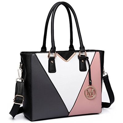 Miss Lulu Bolso Tote Mujer con Bandolera en Piel PU Forma en V,Multicolor para Adolescente,Ideal para Trabajo Universidad o Fiesta Miss Lulu Bolso Tote Mujer con Bandolera en Piel PU Forma en V,Multicolor para Adolescente,Ideal para Trabajo Universidad o Fiesta