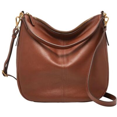 Fossil Bolso para mujer Jolie, Hobo de piel ecológica y ribetes de poliuretano marrón 30,48 cm largo x 12,7 cm ancho x 33,02 cm alto Fossil Bolso para mujer Jolie, Hobo de piel ecológica y ribetes de poliuretano marrón 30,48 cm largo x 12,7 cm ancho x 33,02 cm alto