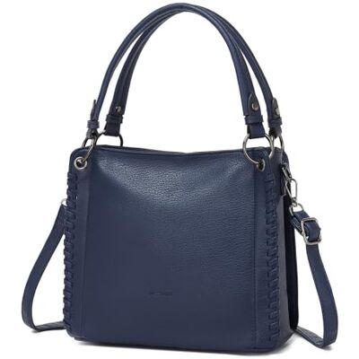Miss Lulu bolso bandolera Bolso de mano para mujer, tamaño mediano, suave piel sintética impermeable, bolso con asas, bolso tote, bolsos de hombro, bolso shopper con 3 bolsillos Miss Lulu bolso bandolera Bolso de mano para mujer, tamaño mediano, suave piel sintética impermeable, bolso con asas, bolso tote, bolsos de hombro, bolso shopper con 3 bolsillos