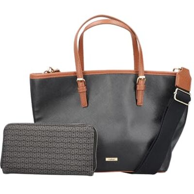 Rieker Bolso de la compra para mujer con bolsillo pequeño adicional H1543, Negro, small Rieker Bolso de la compra para mujer con bolsillo pequeño adicional H1543, Negro, small
