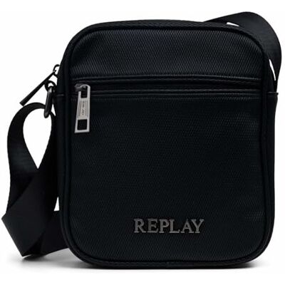 Replay Bolso bandolera para hombre, FM3771, 0098, color negro Replay Bolso bandolera para hombre, FM3771, 0098, color negro