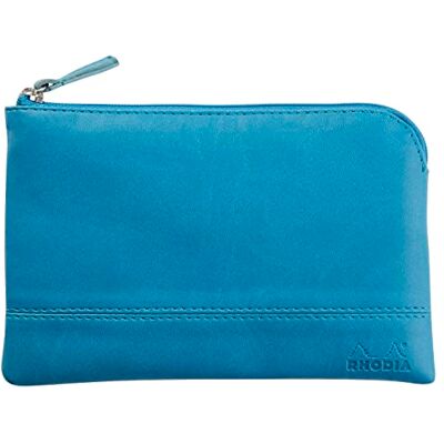 Rhodia rama pochette zippé en simili cuir italien taille S (11x17 cm) TURQUOISE Rhodia rama pochette zippé en simili cuir italien taille S (11x17 cm) TURQUOISE