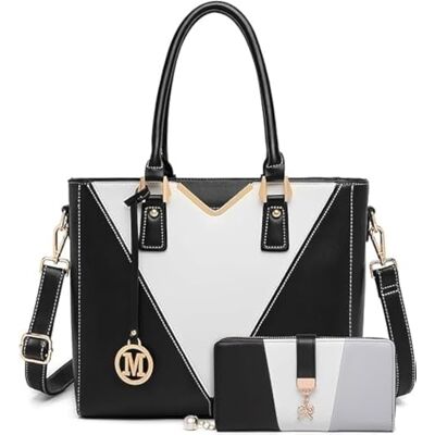 Miss Lulu Bolso Tote Mujer con Bandolera en Piel PU Forma en V,Multicolor para Adolescente,Ideal para Trabajo Universidad o Fiesta Miss Lulu Bolso Tote Mujer con Bandolera en Piel PU Forma en V,Multicolor para Adolescente,Ideal para Trabajo Universidad o Fiesta