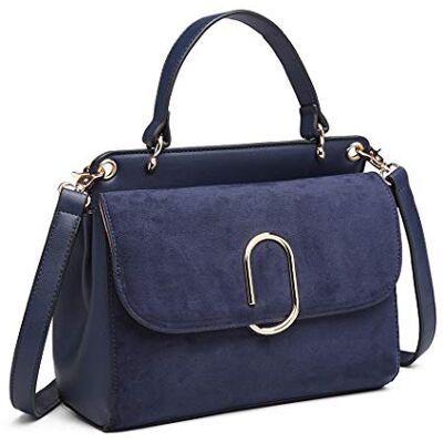 Miss Lulu Bolso bandolera para mujer en ante y PU, elegante bolso de hombro con hebilla metálica cuadrada, práctico bolso de solapa Miss Lulu Bolso bandolera para mujer en ante y PU, elegante bolso de hombro con hebilla metálica cuadrada, práctico bolso de solapa