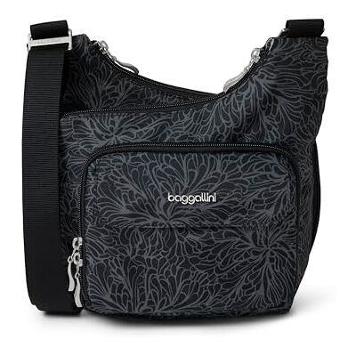 Baggallini Criss Cross 10x11 Crossbody Bags for Women Lightweight Water-Resistant Nylon Travel Bag W/RFID & Quick Access Pockets, Bolso Cruzado para Mujer, Estampado de Flor de Medianoche, Talla única Baggallini Criss Cross 10x11 Crossbody Bags for Women Lightweight Water-Resistant Nylon Travel Bag W/RFID & Quick Access Pockets, Bolso Cruzado para Mujer, Estampado de Flor de Medianoche, Talla única
