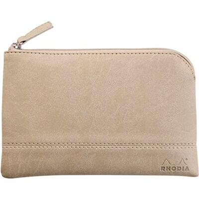 Rhodia rama pochette zippé en simili cuir italien taille S (11x17 cm) BEIGE Rhodia rama pochette zippé en simili cuir italien taille S (11x17 cm) BEIGE