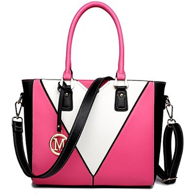 Miss Lulu Bolso Tote Mujer con Bandolera en Piel PU Forma en V,Multicolor para Adolescente,Ideal para Trabajo Universidad o Fiesta Miss Lulu Bolso Tote Mujer con Bandolera en Piel PU Forma en V,Multicolor para Adolescente,Ideal para Trabajo Universidad o Fiesta