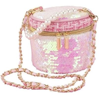 Girabrilla Bolso de hombro con diseño de cilindro con lentejuelas Girabrilla Bolso de hombro con diseño de cilindro con lentejuelas