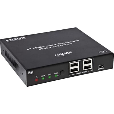 InLine HDMI KVM Extender Over IP Receptor 4K 60Hz 100m InLine HDMI KVM Extender Over IP Receptor 4K 60Hz 100m