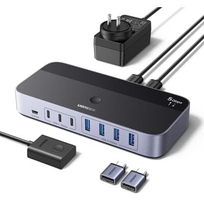 UGREEN Switch USB KVM Conmutador 2 PC Entradas Comparten 7 Salidas UGREEN Switch USB KVM Conmutador 2 PC Entradas Comparten 7 Salidas
