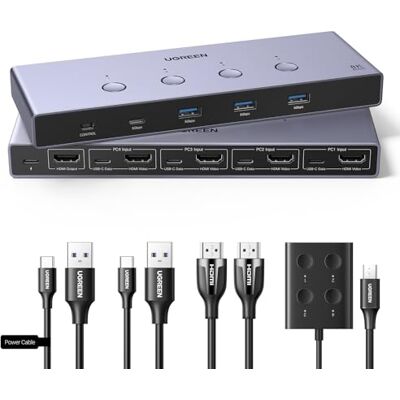 UGREEN HDMI 2.1 KVM Switch 4 In 1 out 8K@60Hz USB 3.0 UGREEN HDMI 2.1 KVM Switch 4 In 1 out 8K@60Hz USB 3.0