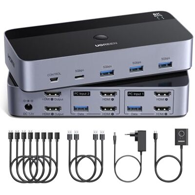 UGREEN Switch HDMI KVM 2 Entradas 2 Salidas 8K 60Hz con 2 Pantalla UGREEN Switch HDMI KVM 2 Entradas 2 Salidas 8K 60Hz con 2 Pantalla