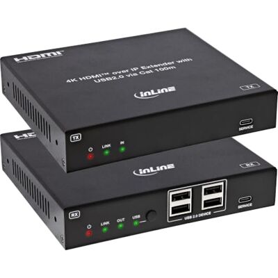 InLine Extensor KVM HDMI sobre IP, 4K 60 Hz, 100 m KVM HDMI sobre IP, 4K 60Hz, USB 2.0, IR, hasta 100 m, punto a punto o conmutador de red InLine Extensor KVM HDMI sobre IP, 4K 60 Hz, 100 m KVM HDMI sobre IP, 4K 60Hz, USB 2.0, IR, hasta 100 m, punto a punto o conmutador de red