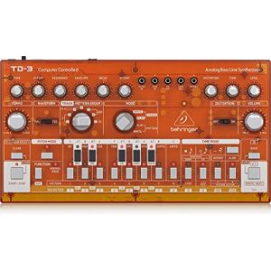Behringer TD-3-TG Sintetizador de línea de graves analógico con VCO, VCF, secuenciador de 16 pasos, efectos de distorsión y cadena de poli 16 voz, compatible con PC y Mac Behringer TD-3-TG Sintetizador de línea de graves analógico con VCO, VCF, secuenciador de 16 pasos, efectos de distorsión y cadena de poli 16 voz, compatible con PC y Mac