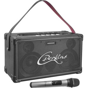 C.Perkins Nashville-Sound Altavoz Bluetooth Portátil a Batería Recargable 1 Micrófono UHF Bluetooth, USB, MicroSD, AUX, Entrada de Micrófono y Guitarra Carcasa de Madera Imitación Piel C.Perkins Nashville-Sound Altavoz Bluetooth Portátil a Batería Recargable 1 Micrófono UHF Bluetooth, USB, MicroSD, AUX, Entrada de Micrófono y Guitarra Carcasa de Madera Imitación Piel