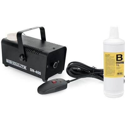 Showlite SN-400 Máquina de Humo + Set de 1L de Fluido, Potencia: 400 vatios Tiempo de calentamiento: 3 minutos, Capacidad del tanque: 0, Alcance de pulverización: 3, Salida de humo: 56 m³/min, Peso: 1 Showlite SN-400 Máquina de Humo + Set de 1L de Fluido, Potencia: 400 vatios Tiempo de calentamiento: 3 minutos, Capacidad del tanque: 0, Alcance de pulverización: 3, Salida de humo: 56 m³/min, Peso: 1
