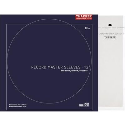 THAKKER Master Sleeves 12" Fundas Internas Antiestáticas Protección Premium para Discos de 12" 30µm HDPE Plus Rice Paper Liner (Record Master Sleeves, 50 Unidades) THAKKER Master Sleeves 12" Fundas Internas Antiestáticas Protección Premium para Discos de 12" 30µm HDPE Plus Rice Paper Liner (Record Master Sleeves, 50 Unidades)