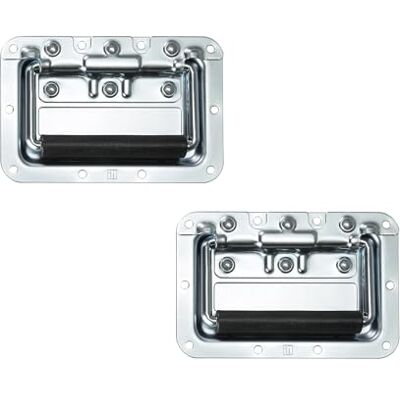 Adam Hall Hardware 34082 M2 AH 2x Asidero retráctil de acero en bandeja de empotrar, profundidad 8 mm Adam Hall Hardware 34082 M2 AH 2x Asidero retráctil de acero en bandeja de empotrar, profundidad 8 mm