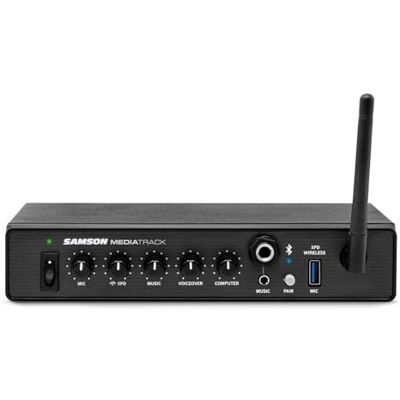 Samson MediaTrack Mezclador de 4 canales e interfaz de audio USB con Bluetooth, Voiceover-Ducking, entradas XLR/Line y salida estéreo/mono para estudio, streaming e instalaciones Samson MediaTrack Mezclador de 4 canales e interfaz de audio USB con Bluetooth, Voiceover-Ducking, entradas XLR/Line y salida estéreo/mono para estudio, streaming e instalaciones