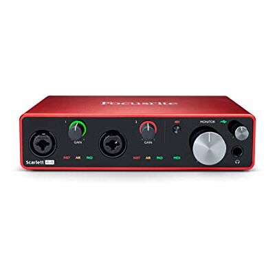 Focusrite Interfaz de audio USB Scarlett 4i4 de 3.ª gen. de para grabar, componer y retransmitir. Alta fidelidad, grabación de estudio y reproducción clara Focusrite Interfaz de audio USB Scarlett 4i4 de 3.ª gen. de para grabar, componer y retransmitir. Alta fidelidad, grabación de estudio y reproducción clara