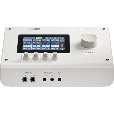 Yamaha URX44V Interfaz de Audio USB-C – 6 entradas/4 salidas, audio 32 bits/192 kHz, captura de vídeo HDMI, pantalla LCD táctil, DSP integrado para streaming y creación de contenido – Blanco Yamaha URX44V Interfaz de Audio USB-C – 6 entradas/4 salidas, audio 32 bits/192 kHz, captura de vídeo HDMI, pantalla LCD táctil, DSP integrado para streaming y creación de contenido – Blanco