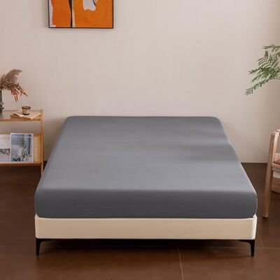 Sonive Sábana Ajustable 180x200 cm, Profundidad 30 cm, Certificada Oeko-Tex, Suave, Transpirable y Lavable a Máquina Gris Sonive Sábana Ajustable 180x200 cm, Profundidad 30 cm, Certificada Oeko-Tex, Suave, Transpirable y Lavable a Máquina Gris