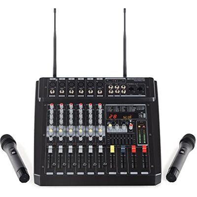 Pronomic Powermake 600 Mezclador Potenciado con Micrófonos Inalámbricos Canales 1 a 6, Entrada de micrófono en formato XLR, Entrada de línea simétrica (jack de 6, 3 mm), Control de ganancia, 3 mm Pronomic Powermake 600 Mezclador Potenciado con Micrófonos Inalámbricos Canales 1 a 6, Entrada de micrófono en formato XLR, Entrada de línea simétrica (jack de 6, 3 mm), Control de ganancia, 3 mm