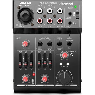 Audibax Mesa de Mezclas de Sonido Mezclador de Audio de 3 Canales Entrada para Micrófono Interfaz USB Ecualizador de 2 Bandas Alimentación de 48 V Phantom Power Audibax Mesa de Mezclas de Sonido Mezclador de Audio de 3 Canales Entrada para Micrófono Interfaz USB Ecualizador de 2 Bandas Alimentación de 48 V Phantom Power