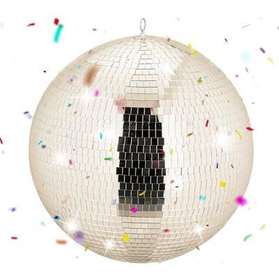 Relaxdays Bola de Discoteca Ø 50 cm, Decorativa Colgante para Fiestas Champán Relaxdays Bola de Discoteca Ø 50 cm, Decorativa Colgante para Fiestas Champán