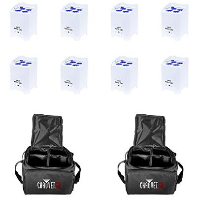 LEDJ QB1 RGBW LED batería Uplighter inalámbrico DMX carcasa blanca incluye 2 bolsas LEDJ QB1 RGBW LED batería Uplighter inalámbrico DMX carcasa blanca incluye 2 bolsas