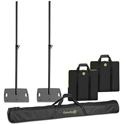 Gravity LS 431B Soporte de iluminación de base cuadrada con 3 soportes M20 para discoteca DJ, bolsas de transporte Gravity LS 431B Soporte de iluminación de base cuadrada con 3 soportes M20 para discoteca DJ, bolsas de transporte