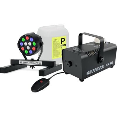 Showlite SN-400 Máquina de Humo + Set SPS-121 RGBW Spot con 5l de Fluido Tiempo de calentamiento: 3 minutos, Capacidad del tanque: 0, Alcance de pulverización: 3, Salida de humo: 56 m³/min, Peso: 1 Showlite SN-400 Máquina de Humo + Set SPS-121 RGBW Spot con 5l de Fluido Tiempo de calentamiento: 3 minutos, Capacidad del tanque: 0, Alcance de pulverización: 3, Salida de humo: 56 m³/min, Peso: 1