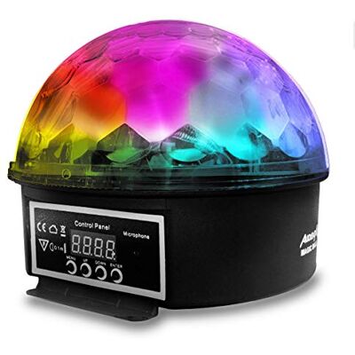 Audibax Magic Ball Mini Star Luz LED para Fiestas con Conexión DMX 6 LED de Alto Brillo de 3W RGBAW Consumo 20W Sincronización con Música o Modo Automático Micrófono y Ventilador Interno Audibax Magic Ball Mini Star Luz LED para Fiestas con Conexión DMX 6 LED de Alto Brillo de 3W RGBAW Consumo 20W Sincronización con Música o Modo Automático Micrófono y Ventilador Interno