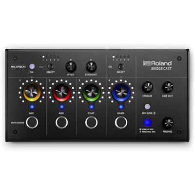 Roland Mezclador de doble bus para gaming BRIDGE CAST Interfaz de streaming de audio y mezclador profesional para gamers online DSP de hardware de 32 bits Negro Roland Mezclador de doble bus para gaming BRIDGE CAST Interfaz de streaming de audio y mezclador profesional para gamers online DSP de hardware de 32 bits Negro