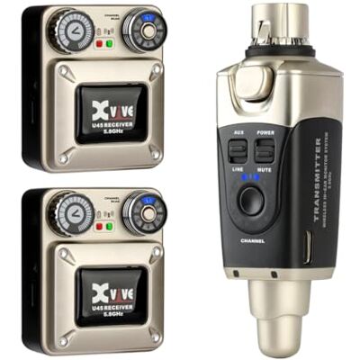 Xvive U45R2-5.8GHz Sistema de monitor inalámbrico en el oído con dos receptores Xvive U45R2-5.8GHz Sistema de monitor inalámbrico en el oído con dos receptores