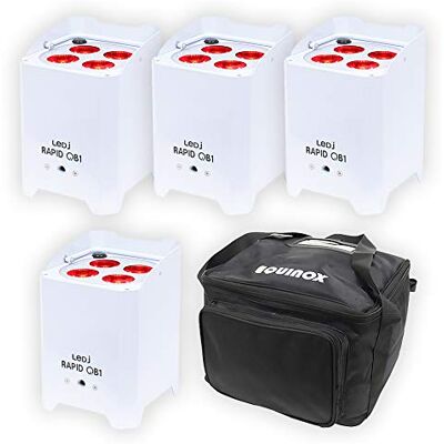 LEDJ Rapid QB1 Hex LED Uplighter Juego de 4 bombillas LED inalámbricas para DJ o discoteca LEDJ Rapid QB1 Hex LED Uplighter Juego de 4 bombillas LED inalámbricas para DJ o discoteca